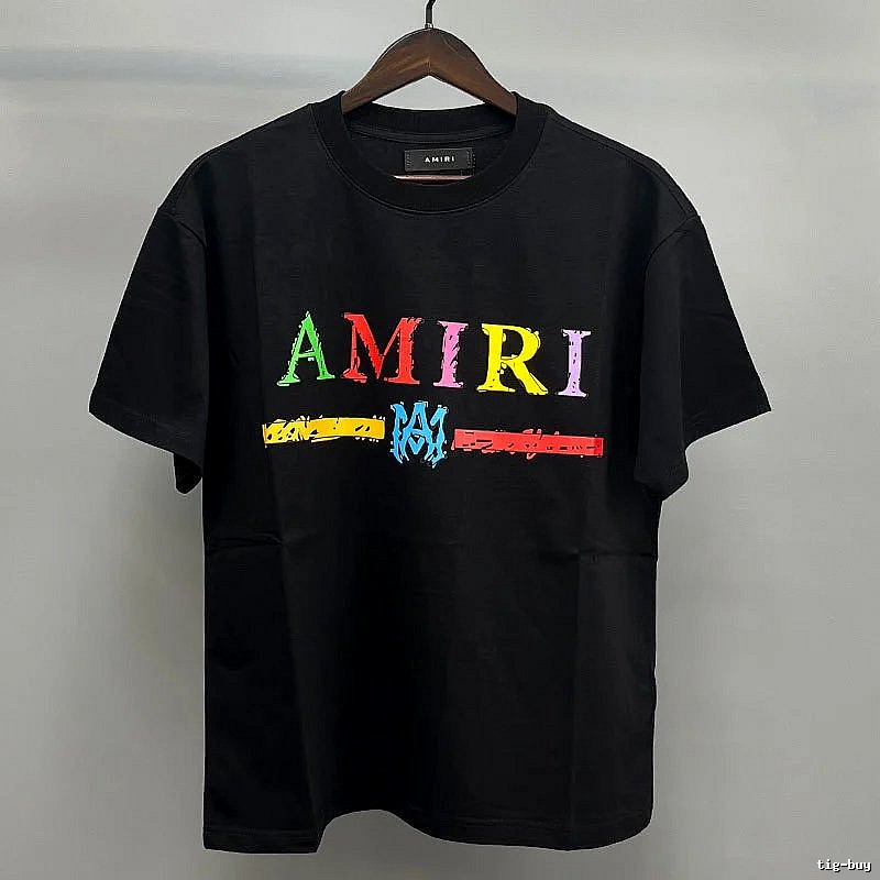 Amiri Color-Letter Graphic Black Records Graphic T-Shirt Visual Accent