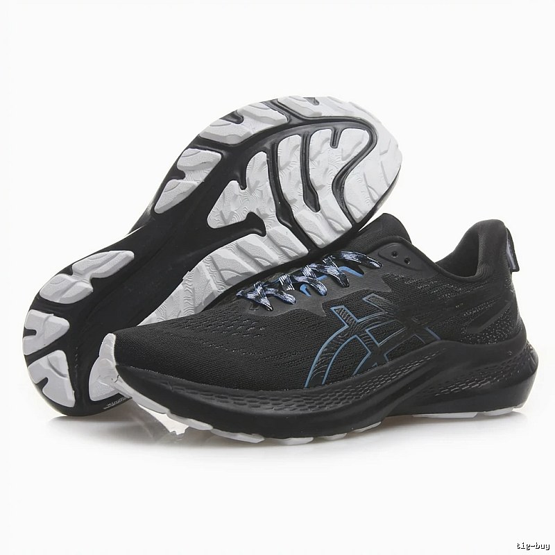 ASICS cushioning black running shoes