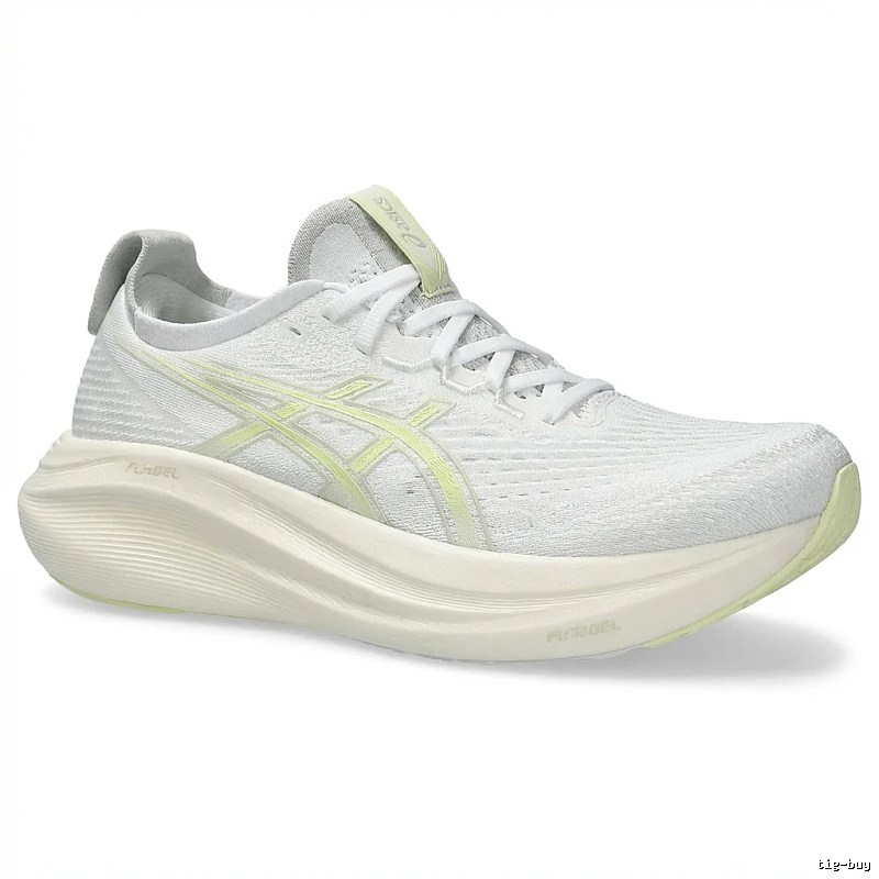 ASICS Racing Style White and Green Running Shoes