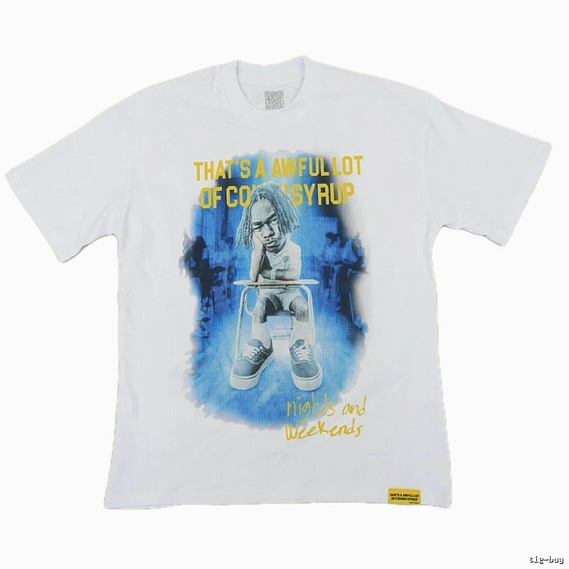 AwfulLot Portrait Print Hip-hop Style White T-shirt