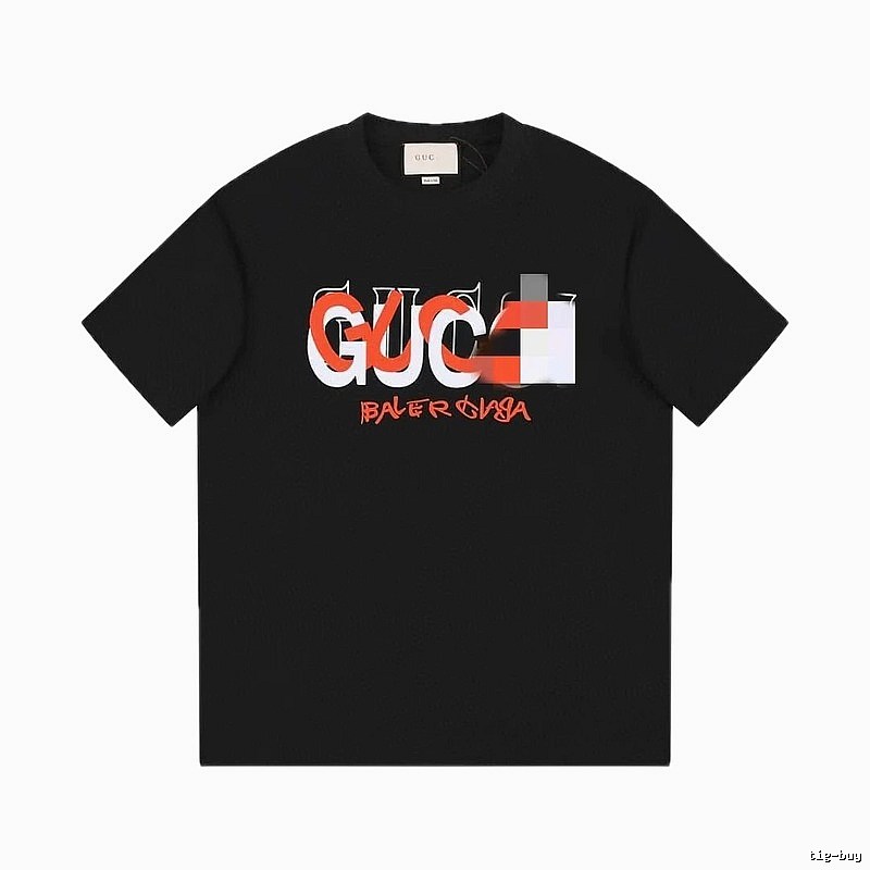 Balenciaga Co-branded Graffiti-style Black Short-sleeve T-shirt