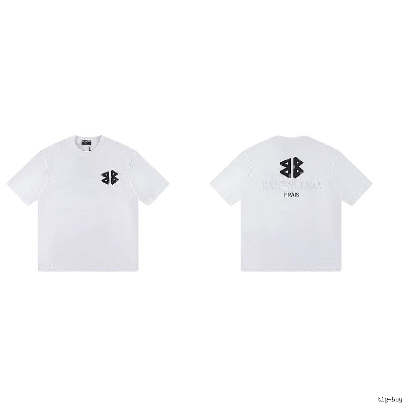 Balenciaga Double-B Print Street Style White T-Shirt