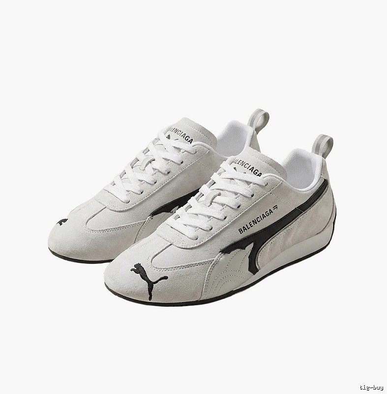 Balenciaga retro-style gray and white sneakers