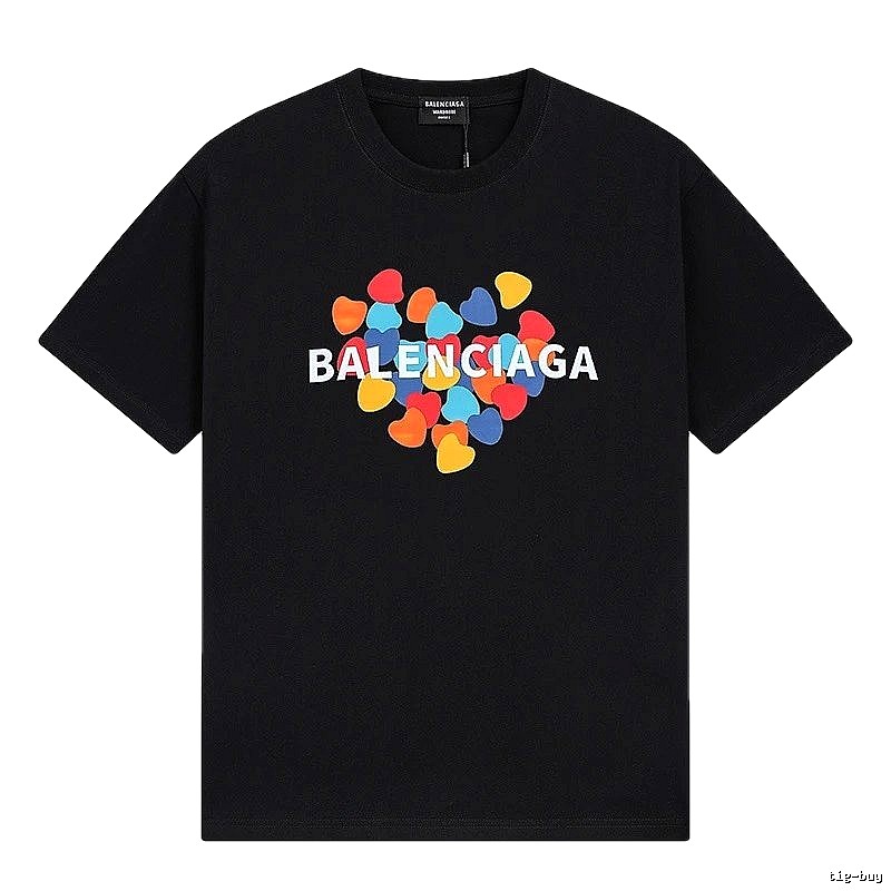 Balenciaga Trendy Black T-shirt with Heart Print