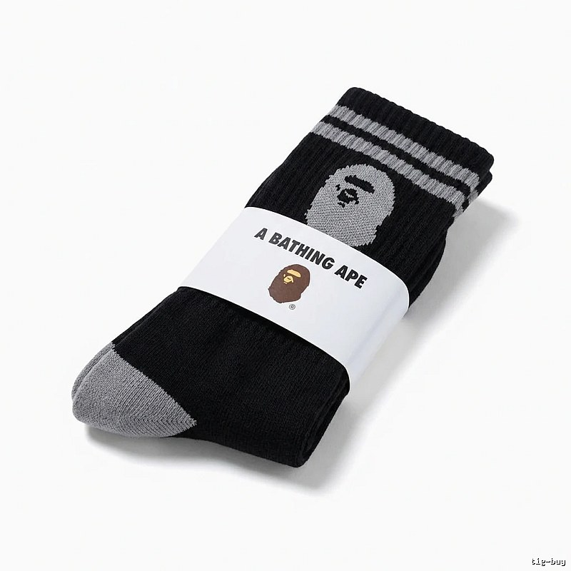 Bape Ape Head Trendy Cool Black and Grey Socks