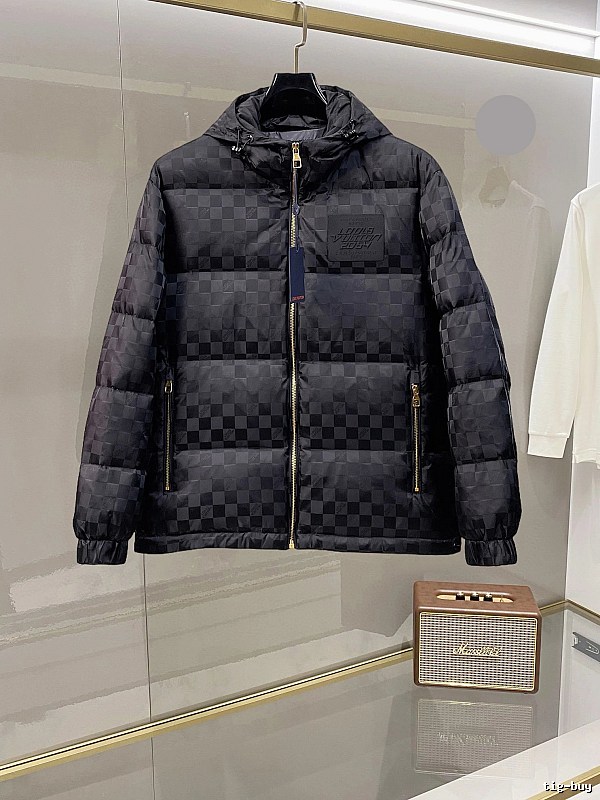 Black Damier Puffer Jacket with Louis Vuitton Damier Quilted