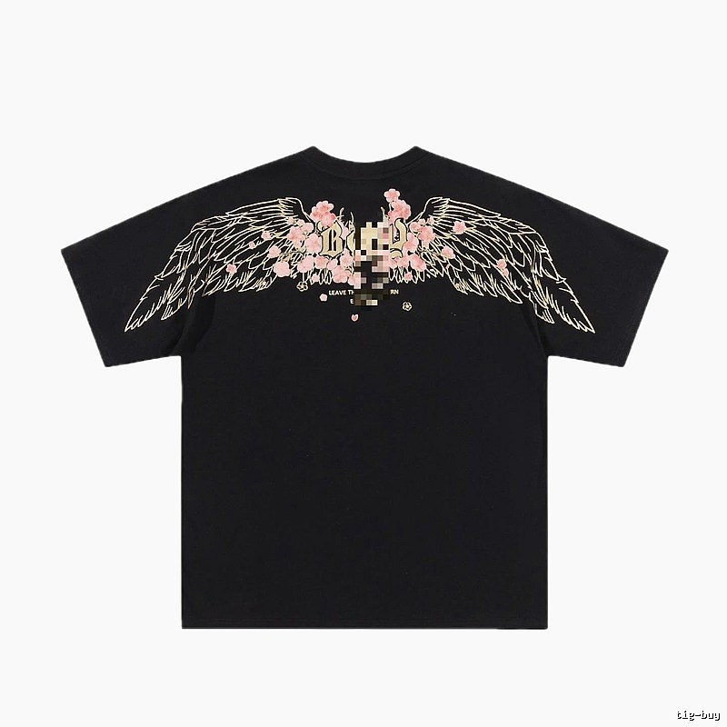 BOY Cherry Blossom Wings Streetwear Style Black T-Shirt