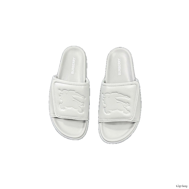 Burberry Equestrian Knight Collection Minimalist Style Light Grey Slide Sandals