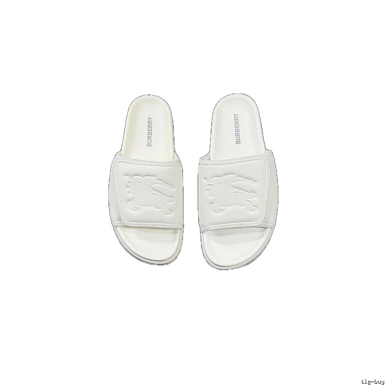 Burberry Knight Logo Minimalist Style White Slide Sandals