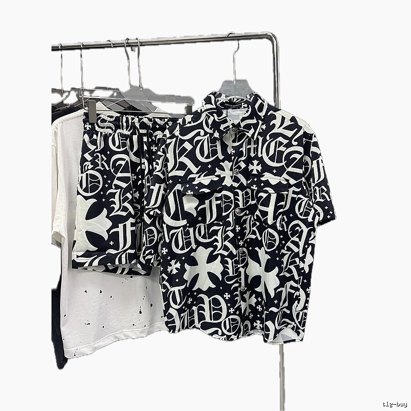 Chrome Hearts All-over Printed Gothic Style Black and White Set