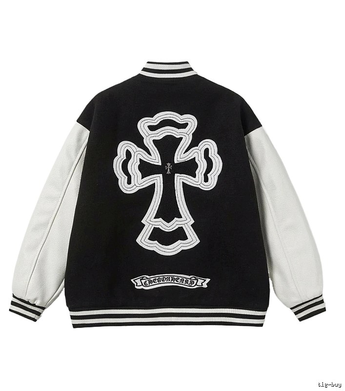Chrome Hearts Cross Black and White Baseball Jacket