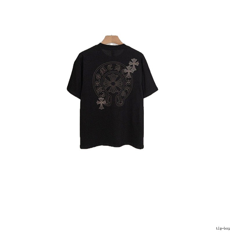Chrome Hearts Cross Embroidered Street Style Black Short-Sleeve T-Shirt