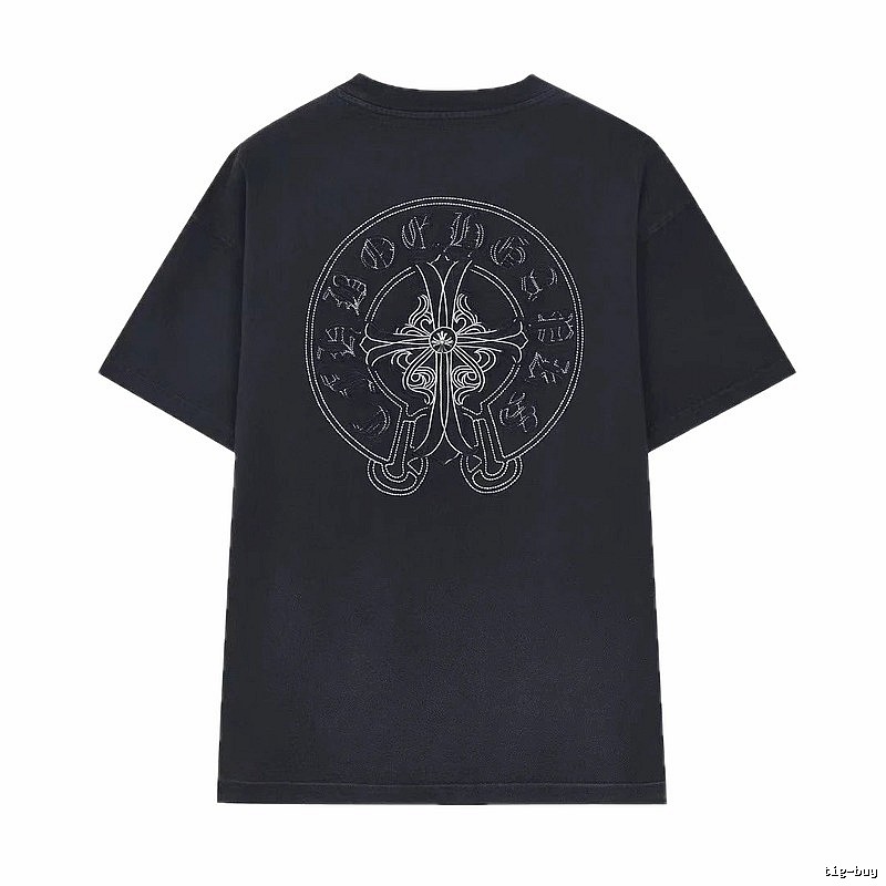 Chrome Hearts Cross Embroidered Street Style Black T-Shirt