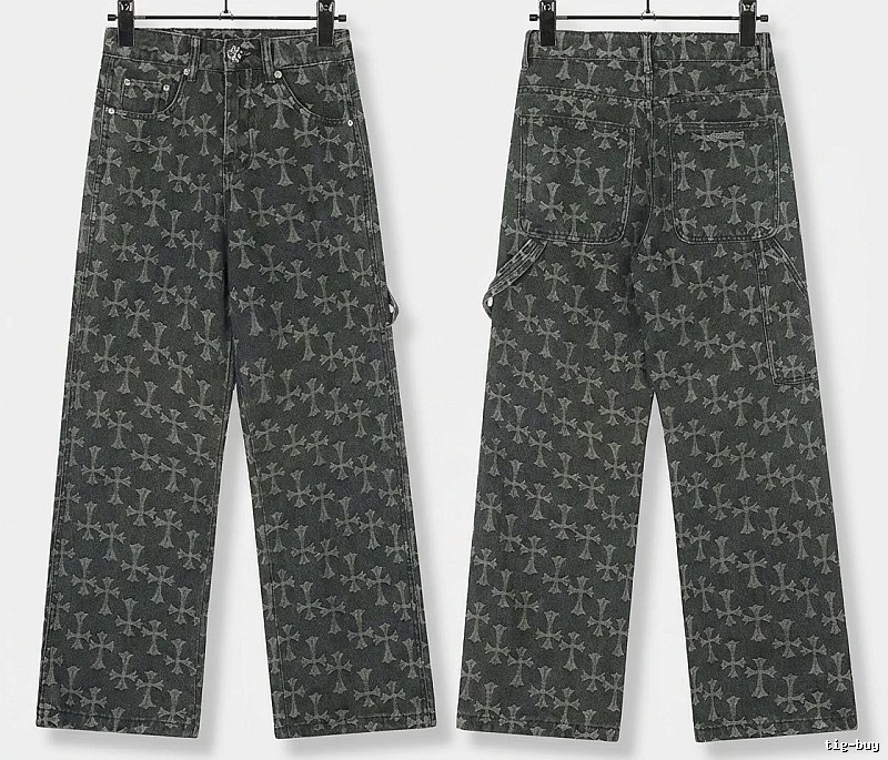 Chrome Hearts cross print black jeans