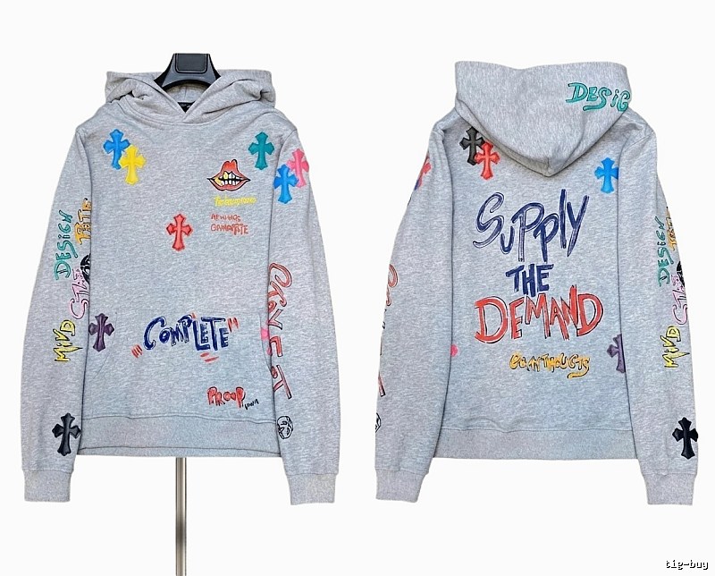 Chrome Hearts Graffiti Style Grey Hoodie