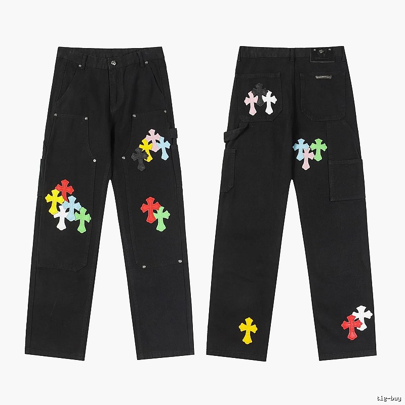 Chrome Hearts Premium Style Graphic jeans Light Denim Jeans for Resort Outfits