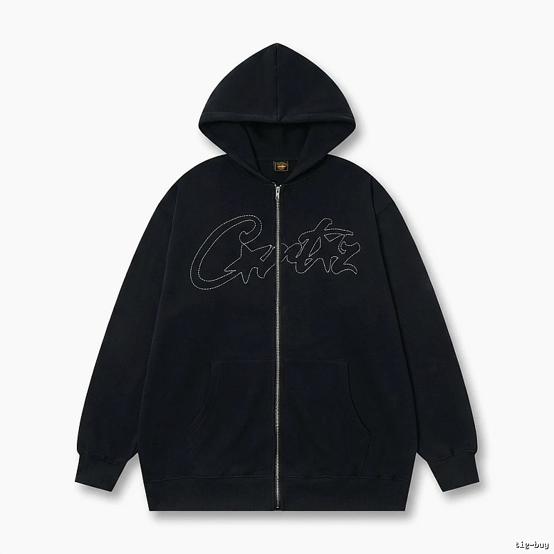 Corteiz minimalist style black hoodie