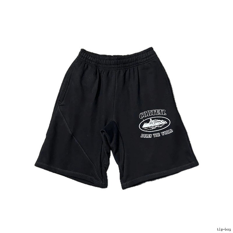 Corteiz retro-style black shorts