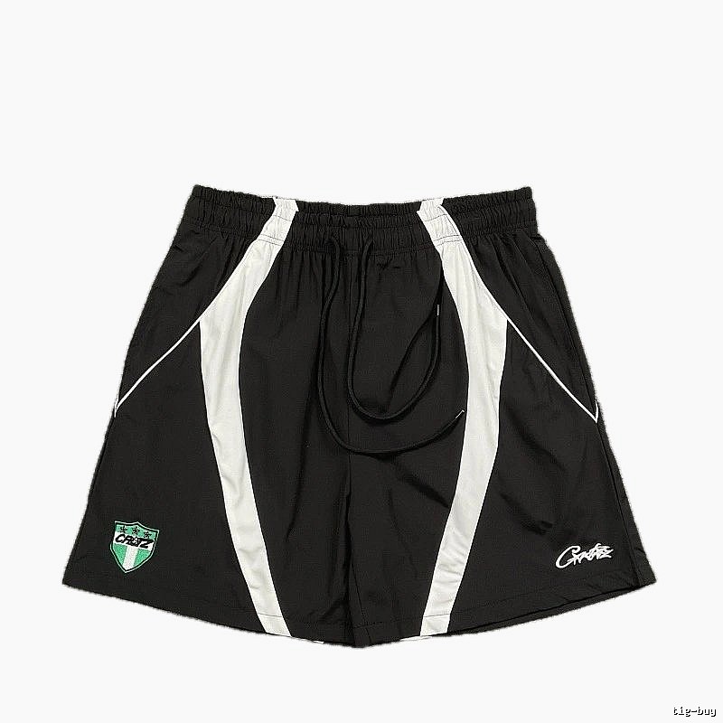 Corteiz Shield Logo Street Style Black and White Shorts