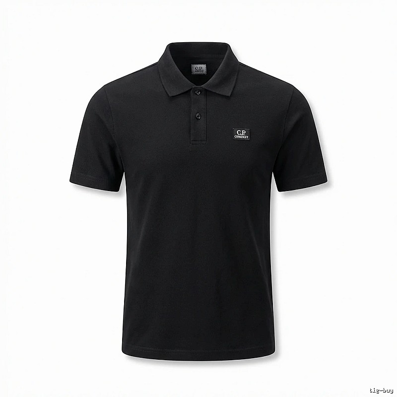 C.P. Simple Style Black Polo Shirt