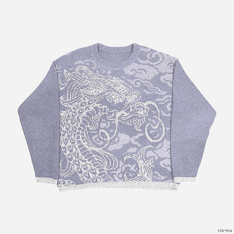 Daily Anime graphic sweater Black Knit Top with Visual Detail