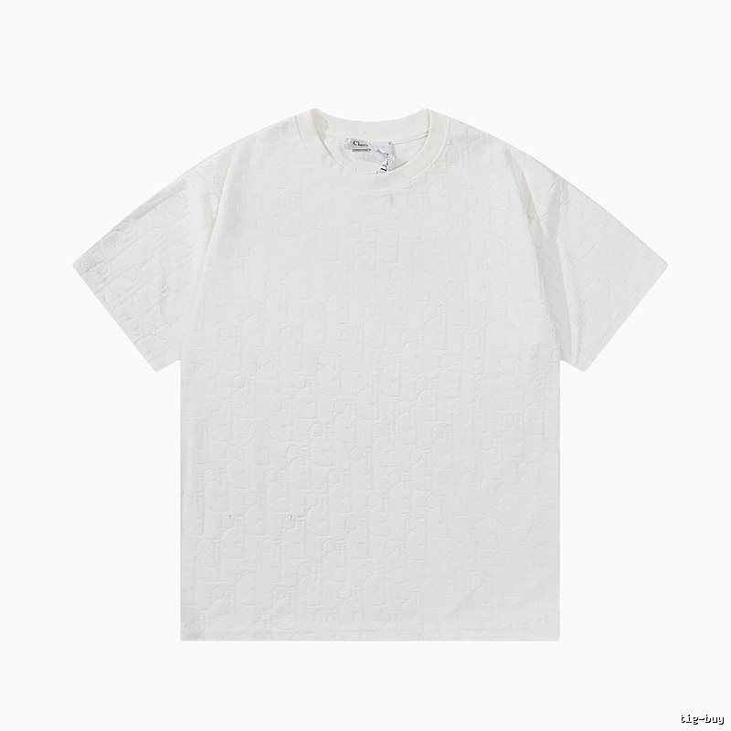 Dior All-over Monogram Print Light Luxury Style White T-Shirt