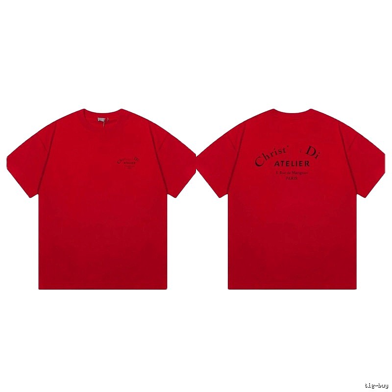 Dior Atelier Minimalist Style True Red Short-sleeve T-shirt
