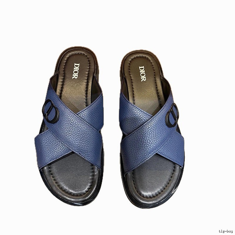 Dior Classic Collection Light Luxury Style Navy Blue Slides