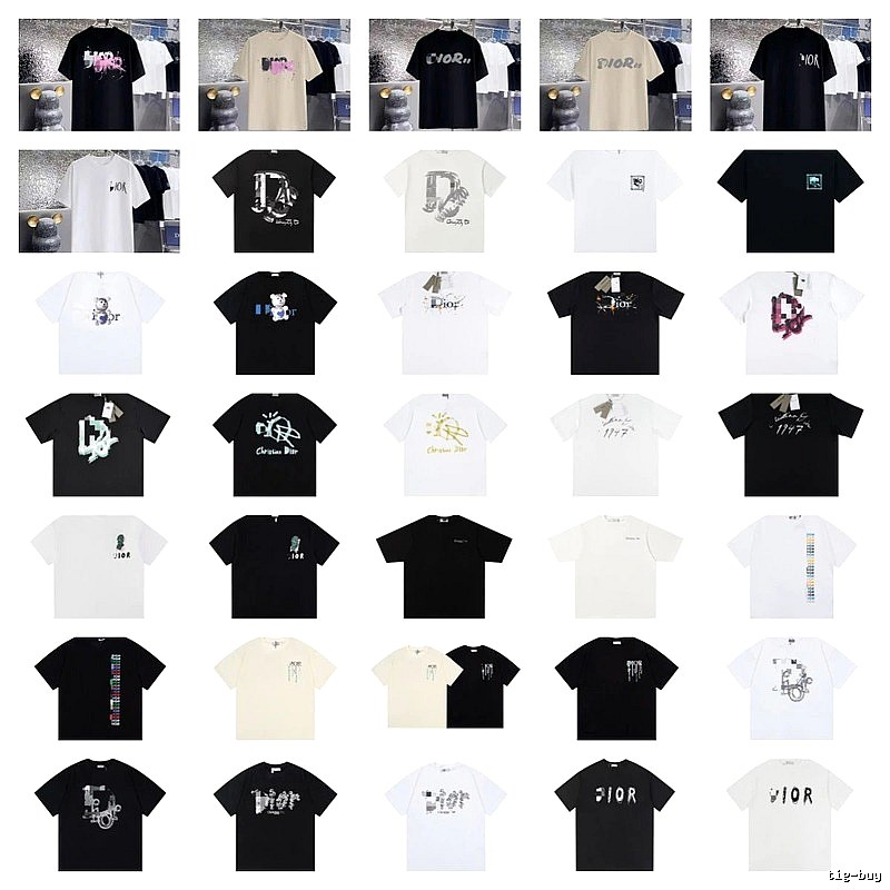 Dior Graffiti Collection Trendy Style Multi-color Short-sleeve T-shirt