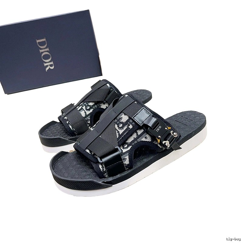 Dior Monogram Casual Style Black and White Slides