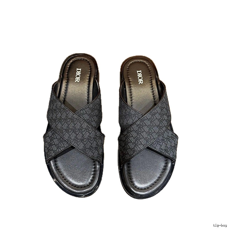 Dior Oblique Casual Style Black Slides