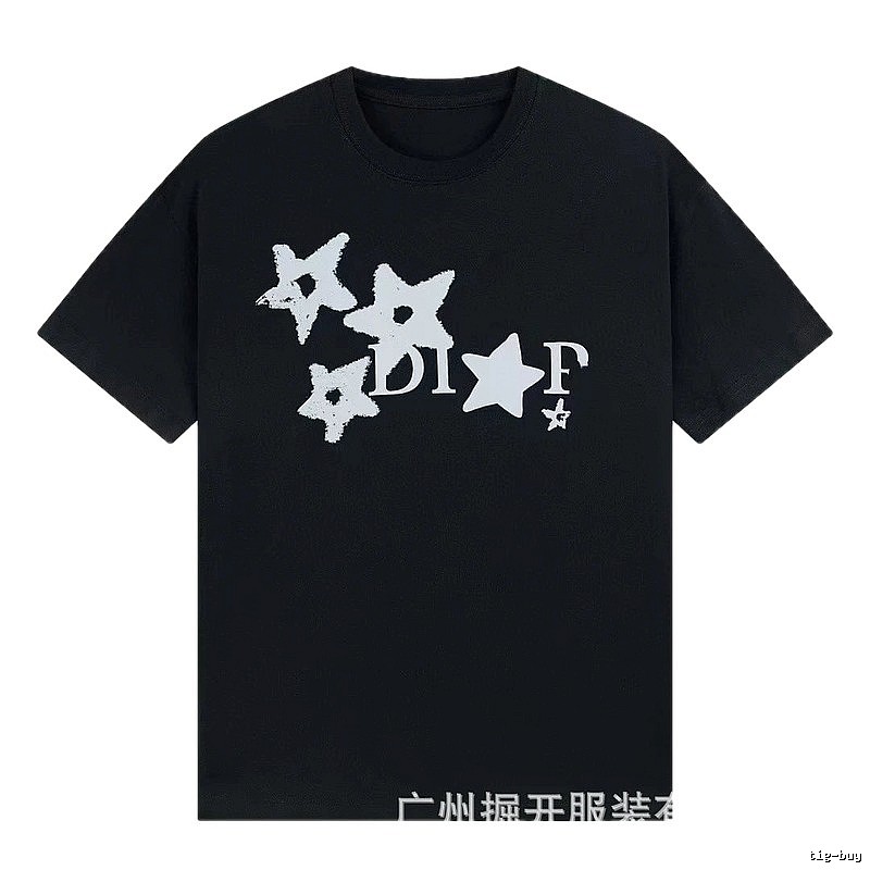Dior Star Print Street Style Black T-Shirt