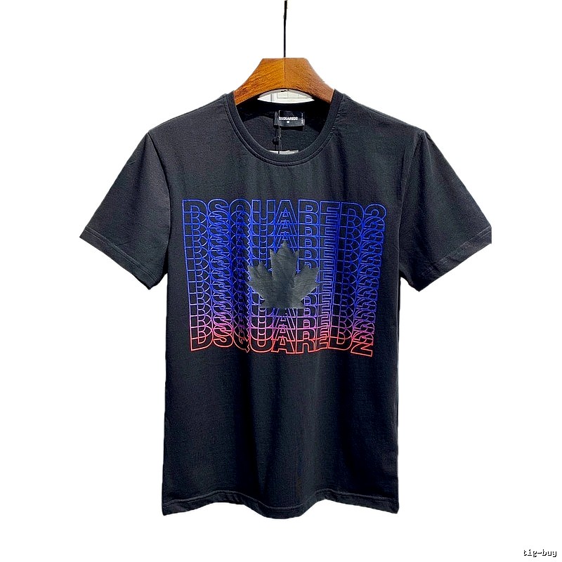 DSQ Gradient Maple Leaf Print Black Short-sleeve T-shirt