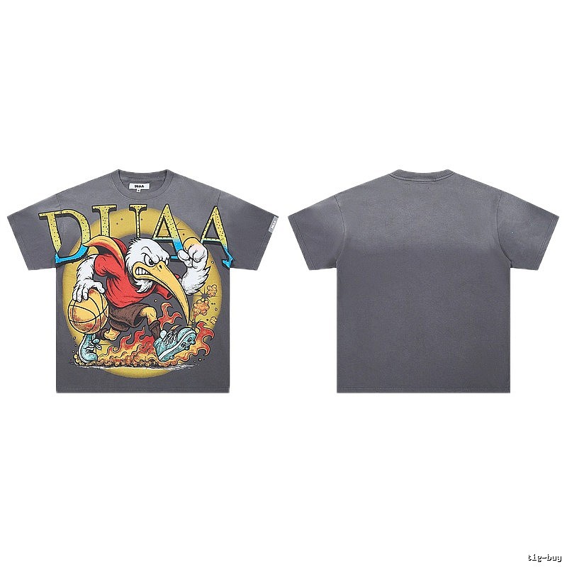 DUAA Basketball Print American Trendy Style Dark Grey T-Shirt