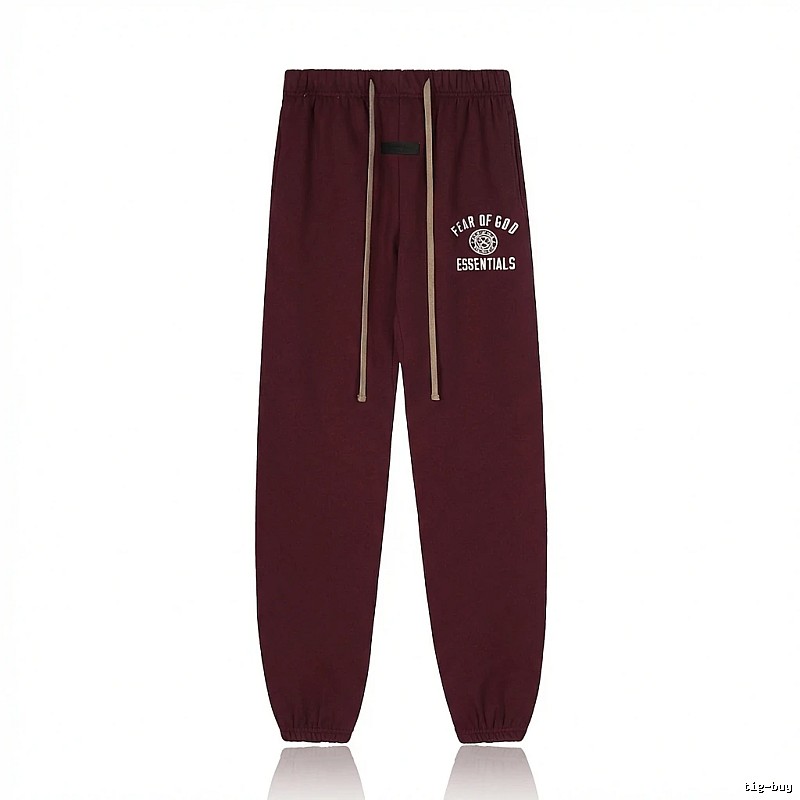 ESSENTIALS Trendy Casual Wine Red Sweatpants