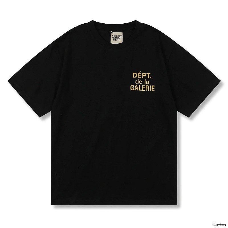 Gallery Dept Black Background with Yellow Lettering Trendy T-shirt