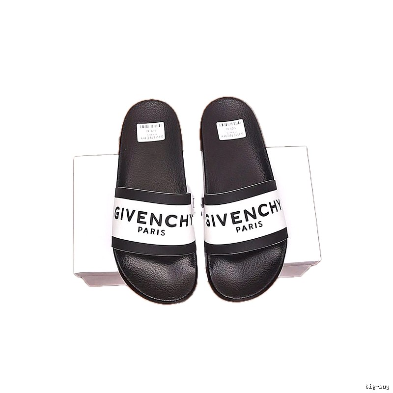 Givenchy Letter Printed Streetwear-style Black and White Slides