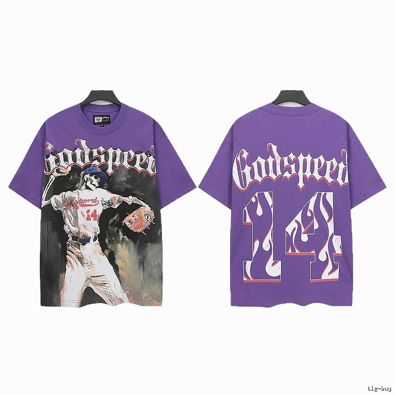 Godspeed Baseball Skull Street Style Purple T-shirt