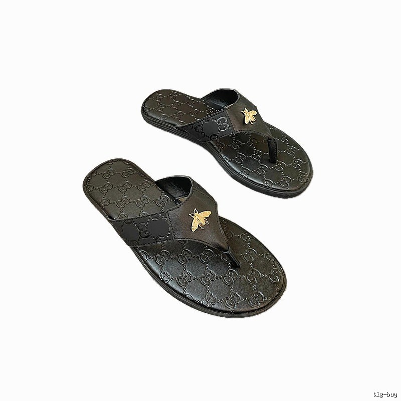 Gucci Bee Series Light Luxury Style Black Flip-Flops