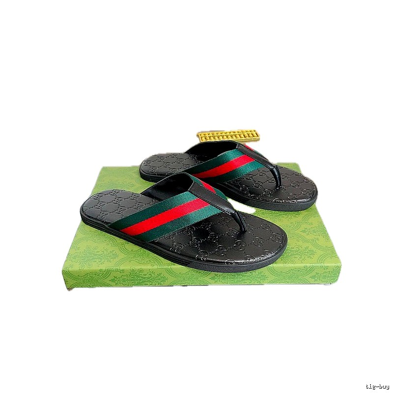 Gucci Classic Webbing Casual Style Black Flip Flops