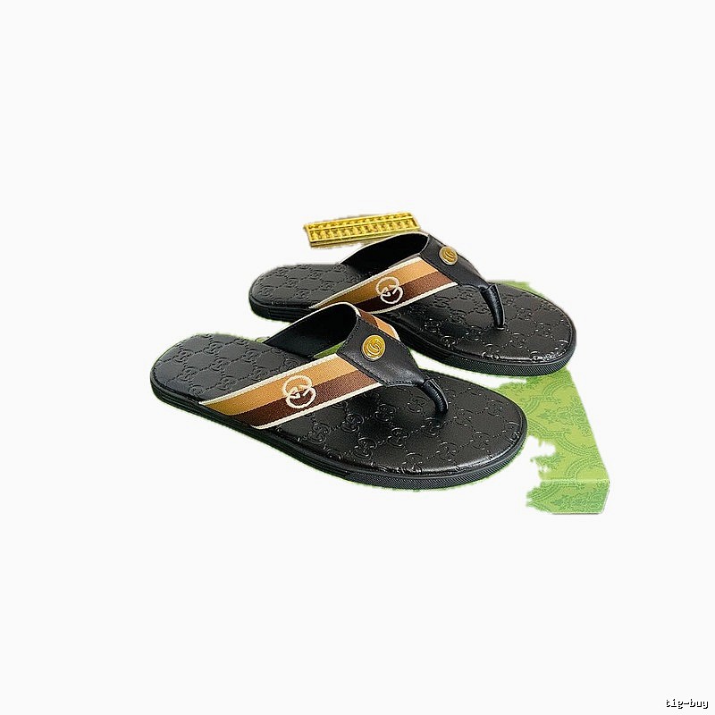 Gucci Classic Webbing Casual Style Black Flip-Flops