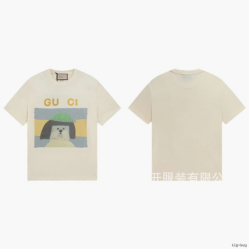 Gucci Puppy Print Casual Style Off-white T-shirt