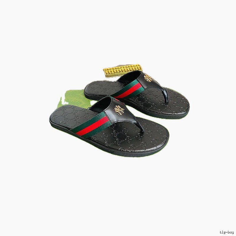 Gucci Webbing Co-branded Light Luxury Style Black Flip-Flops