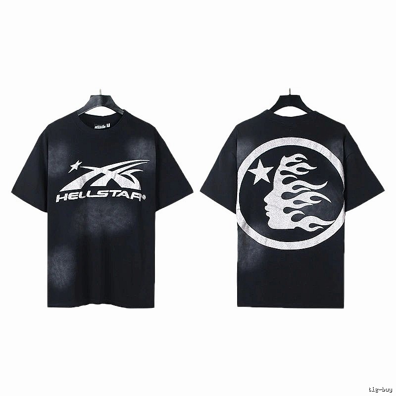 Hellstar Flame Print Street Style Black T-Shirt