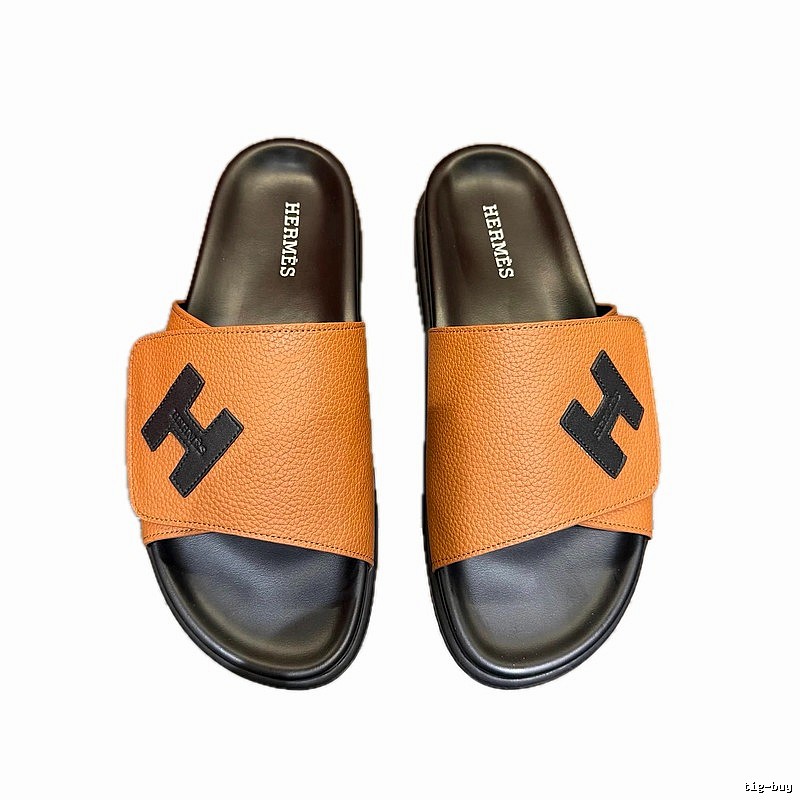 Hermès H Series Minimalist Light Luxury Style Brown & Black Slide Sandals