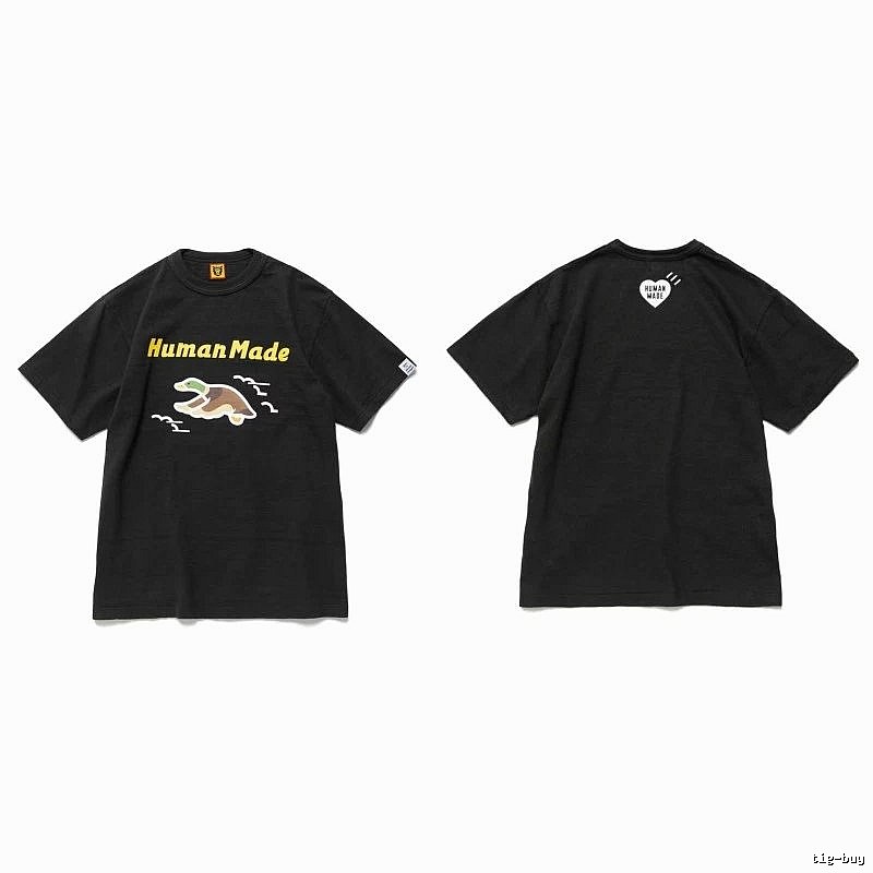 Human Made Gift Ready Heart logo T-shirt Black Green Human with Fresh Pattern
