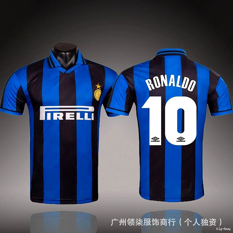 Inter Milan Streetwear Brehme #3 soccer jersey Blue Black Striped with Logo Accent