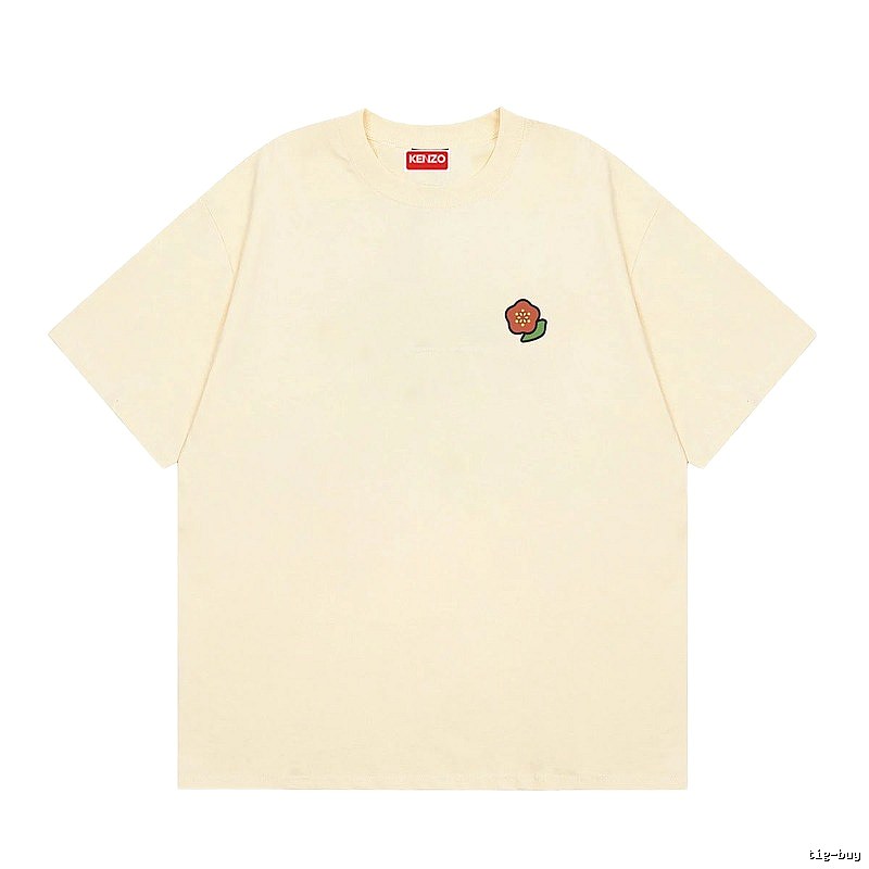 KENZO Embroidered Little Flower Casual Style Off-white T-shirt