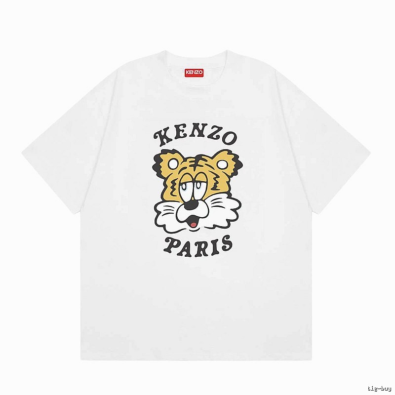 KENZO Tiger Head Casual Style White Short Sleeve T-Shirt