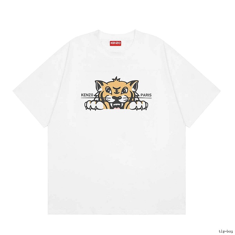 KENZO Tiger Head Series Casual Style White T-Shirt